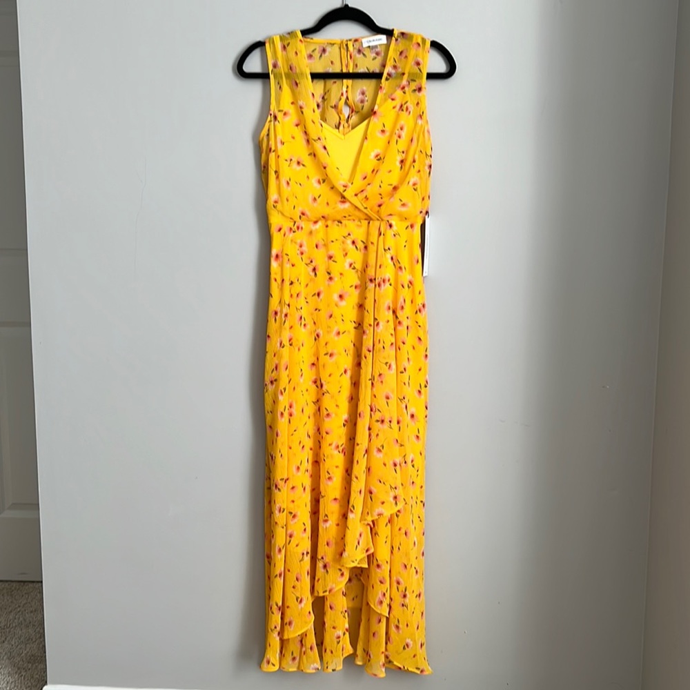 Calvin Klein Yellow Floral Summer Dress - Size 4 - NWT